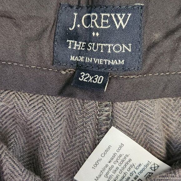 J.Crew Sutton Pants Gray Herringbone 32W 30L - Picture 2 of 4